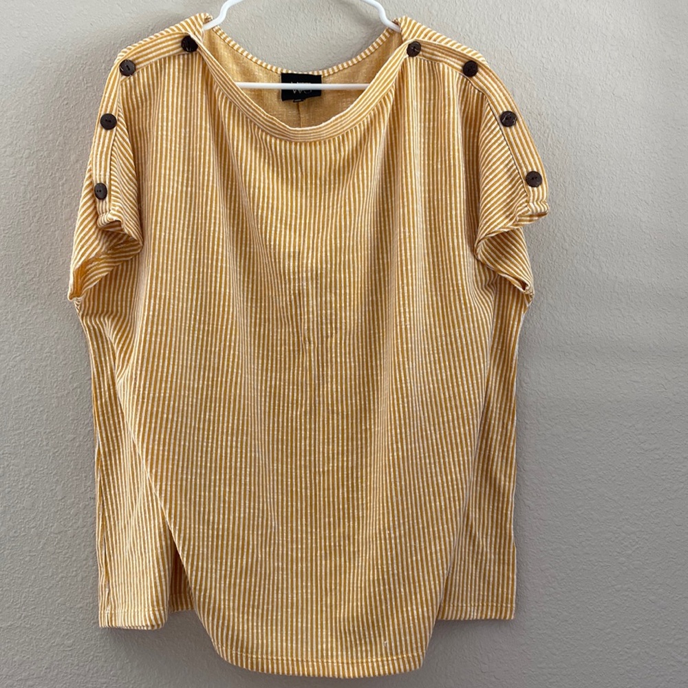 W5 Women's Mustard & White Top Size: 1X